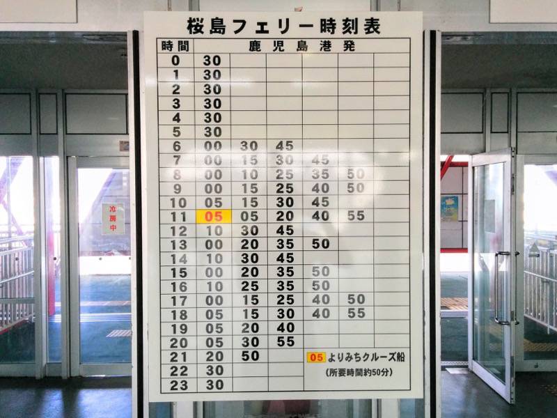 桜島フェリー 時刻表